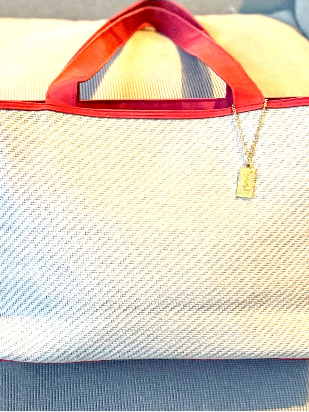 Canvas Tote Bag with Red Trim